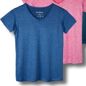 Medium size V-neck woman’s workout shirt blue dry fit